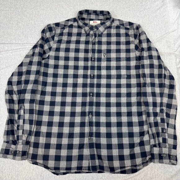 Fjallraven Shirt Adult Medium Regular Fit Ovik Flannel Check Button Down - Picture 1 of 10